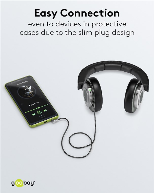 Cablu audio stereo 2m textil împletit Jack 3.5 mm - 3.5 mm 90 grade tata-tata aurit Goobay 65279 – IoElectronice.ro [4]