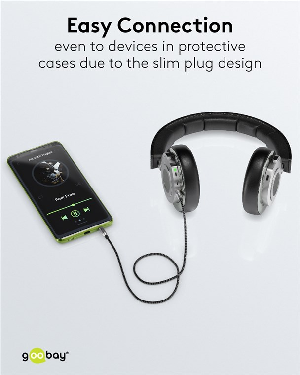 Cablu audio stereo AUX Jack 3.5 mm tata-tata 1m premium extrem de flexibil textil negru Goobay Plus 65273 – IoElectronice.ro [9]