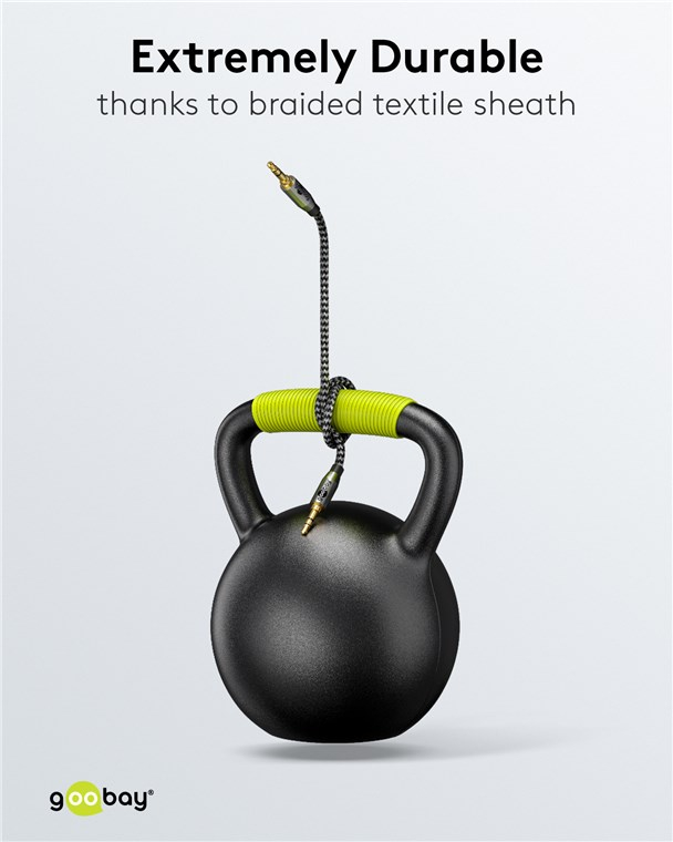 Cablu audio stereo AUX Jack 3.5 mm tata-tata 2m premium extrem de flexibil textil negru Goobay Plus 65274 – IoElectronice.ro [2]