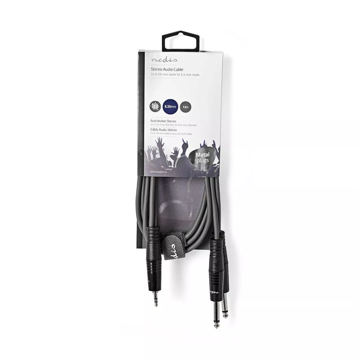 Cablu audio Stereo Jack 2x 6.35 mm tata - 3.5 mm tata 1.5m gri, rotund, standard stereo și mono [3]