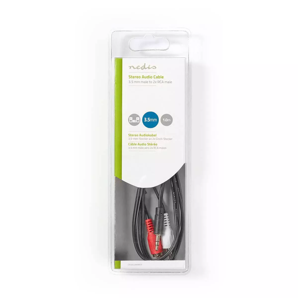 Cablu Audio Stereo Jack 3.5 mm tata - 2x RCA tata 1m Nedis [3]