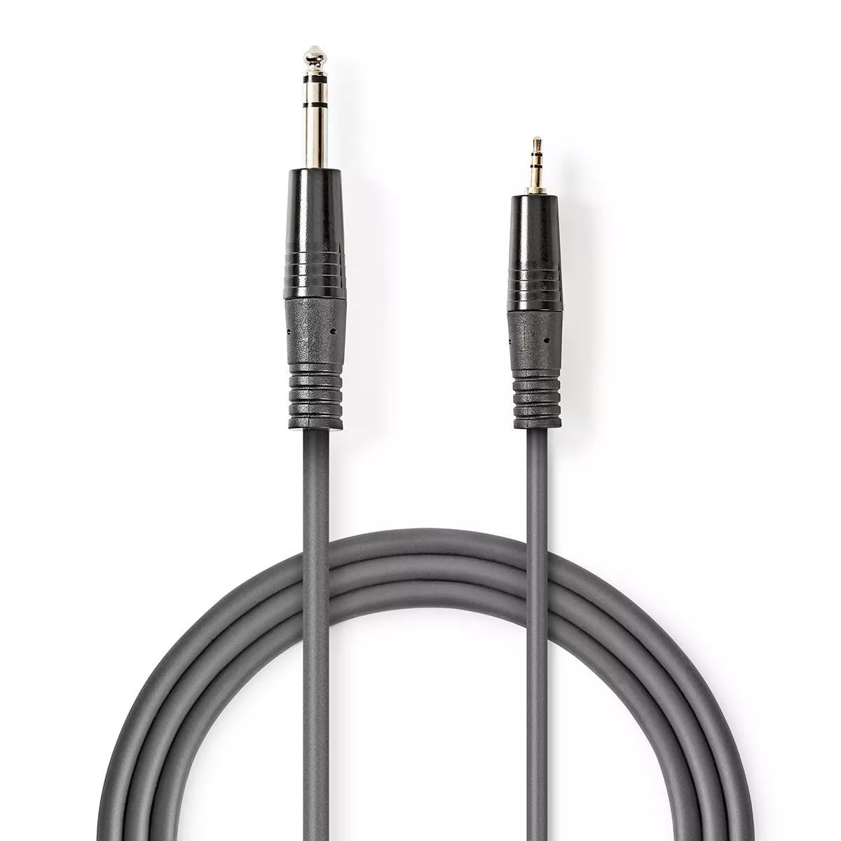 Cablul audio stereo 6.35mm Tata - 3.5mm Tata, 1.5m, Gri, Nedis, Conexiuni Profesionale pentru Muzicieni și DJ-uri [1]