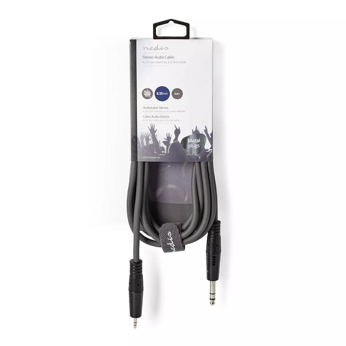 Cablul Audio Stereo Jack 6.35mm Tata - 3.5mm Tata, 3m Gri Nedis, Conexiuni Profesionale pentru Muzicieni și DJ-uri [3]