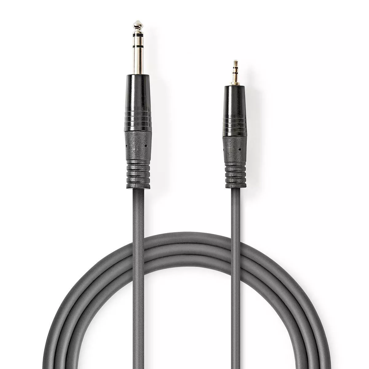 Cablul Audio Stereo Jack 6.35mm Tata - 3.5mm Tata, 3m Gri Nedis, Conexiuni Profesionale pentru Muzicieni și DJ-uri [1]