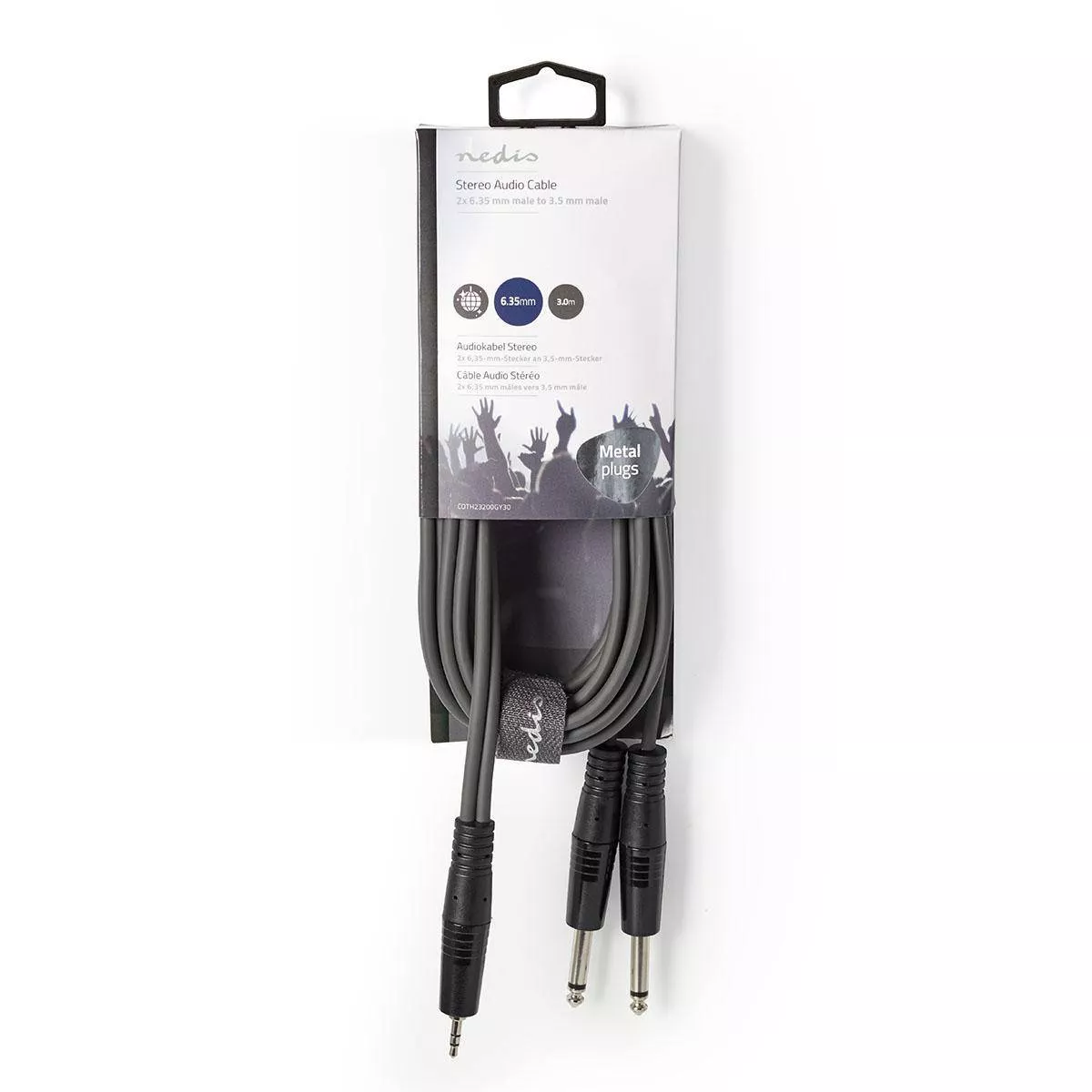 Cablul audio stereo Nedis 6.35mm la 3.5mm, 3m, gri, flexibil, pentru instrumente și microfoane [3]