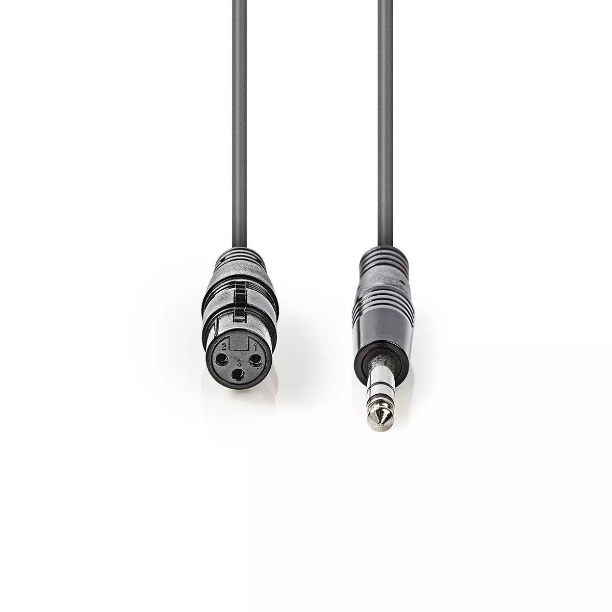 Cablul audio stereo XLR 3-Pini mama - 6.35mm Jack tata, 1.5m, gri, pentru instrumente și microfoane, calitate Nedis [2]