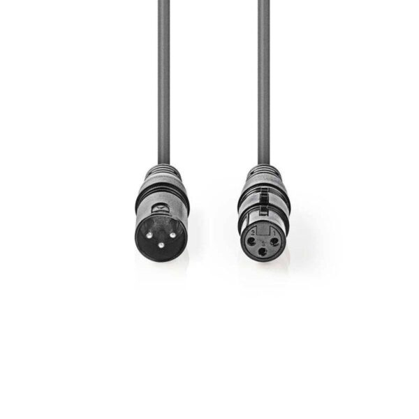 Cablul audio stereo XLR 3 pini tata-mamă 3m Gri Nedis – Conexiune profesională pentru microfoane și amplificatoare [2]