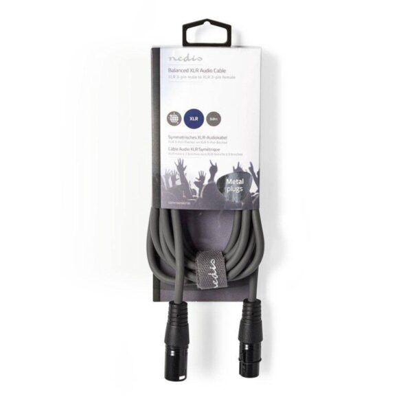 Cablul audio stereo XLR 3 pini tata-mamă 3m Gri Nedis – Conexiune profesională pentru microfoane și amplificatoare [3]