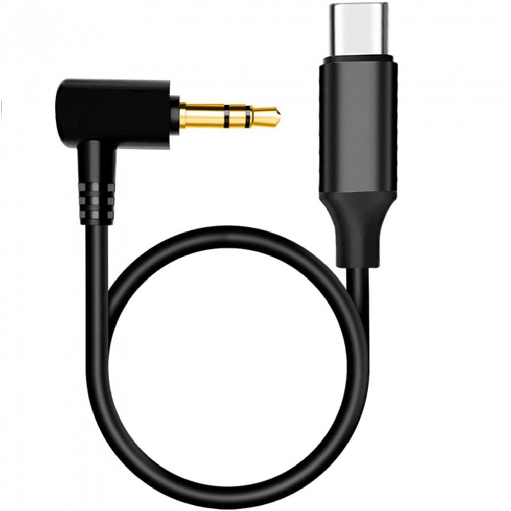 Cablu audio USB-C la Jack 3.5mm cotit, 50cm, negru – Conexiune de înaltă calitate pentru căști, boxe și auto audio [1]