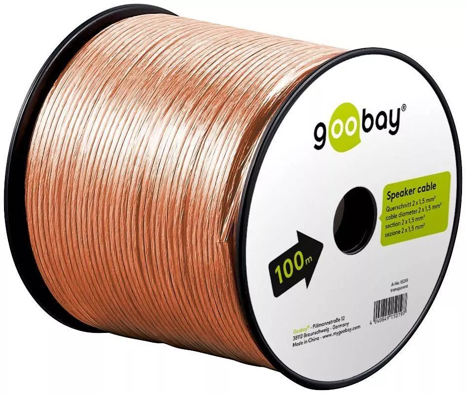 Cablu boxe 2x1.5mm CCA Goobay 15019 transparent pentru difuzoare, 24 luni garanție [2]