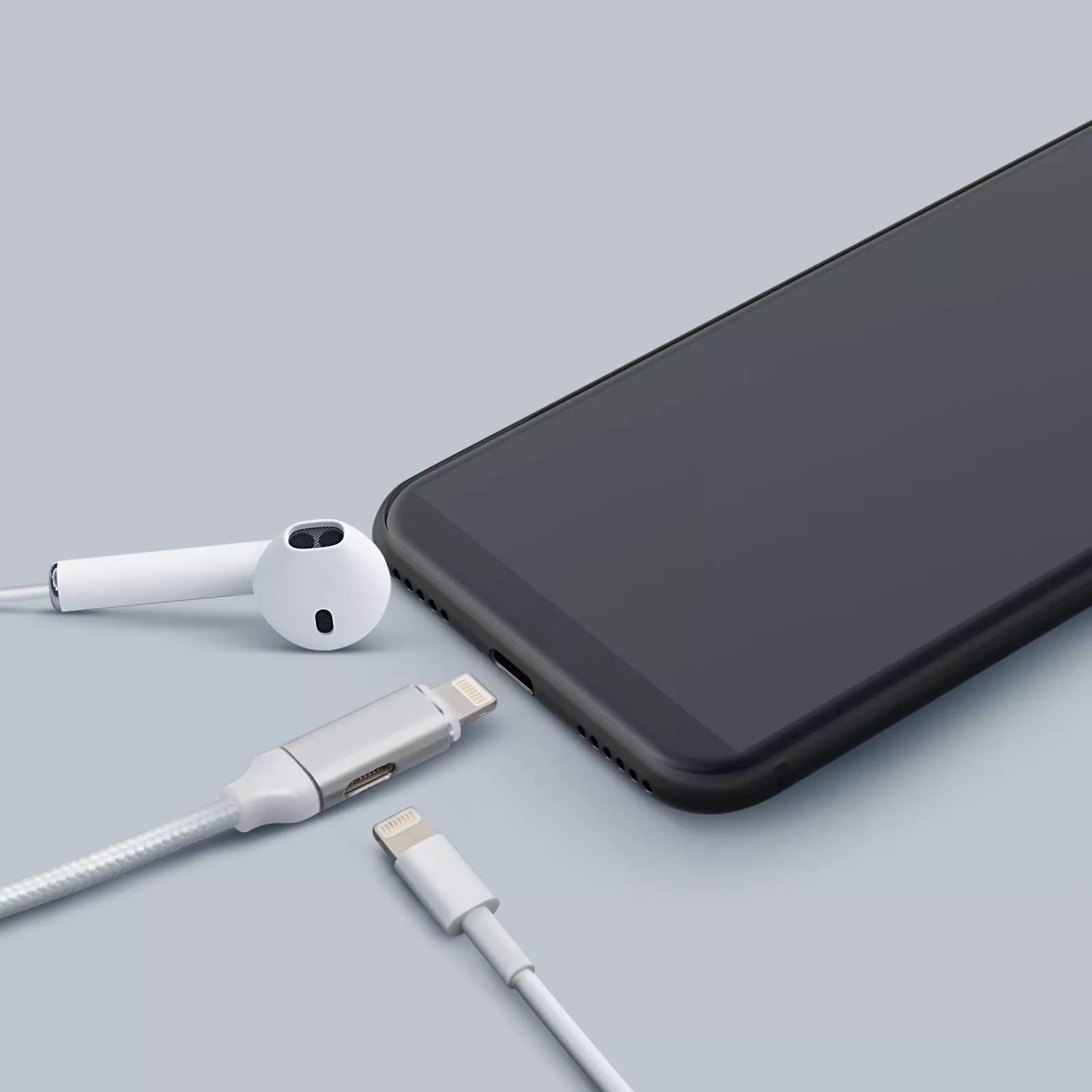 Cablu de date 2in1 iPad iPhone lightning 1m 2A argintiu delight – IoElectronice.ro [2]