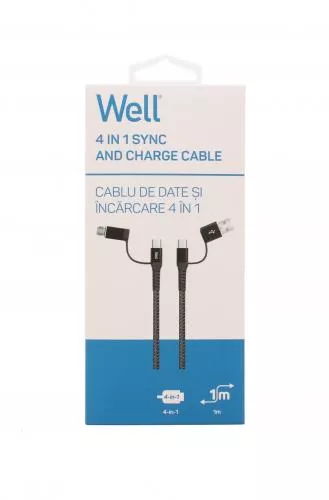 Cablu de date și încărcare 4in1 1m 3A Well negru – IoElectronice.ro [4]