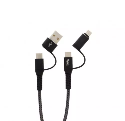 Cablu de date și încărcare 4in1 1m 3A Well negru – IoElectronice.ro [2]