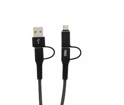 Cablu de date și încărcare 4in1 1m 3A Well negru – IoElectronice.ro [3]