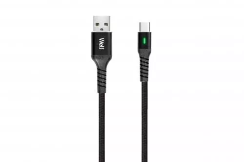 Cablu de date și încărcare USB Type C 1m Well indicator încărcare 3A negru – IoElectronice.ro [1]