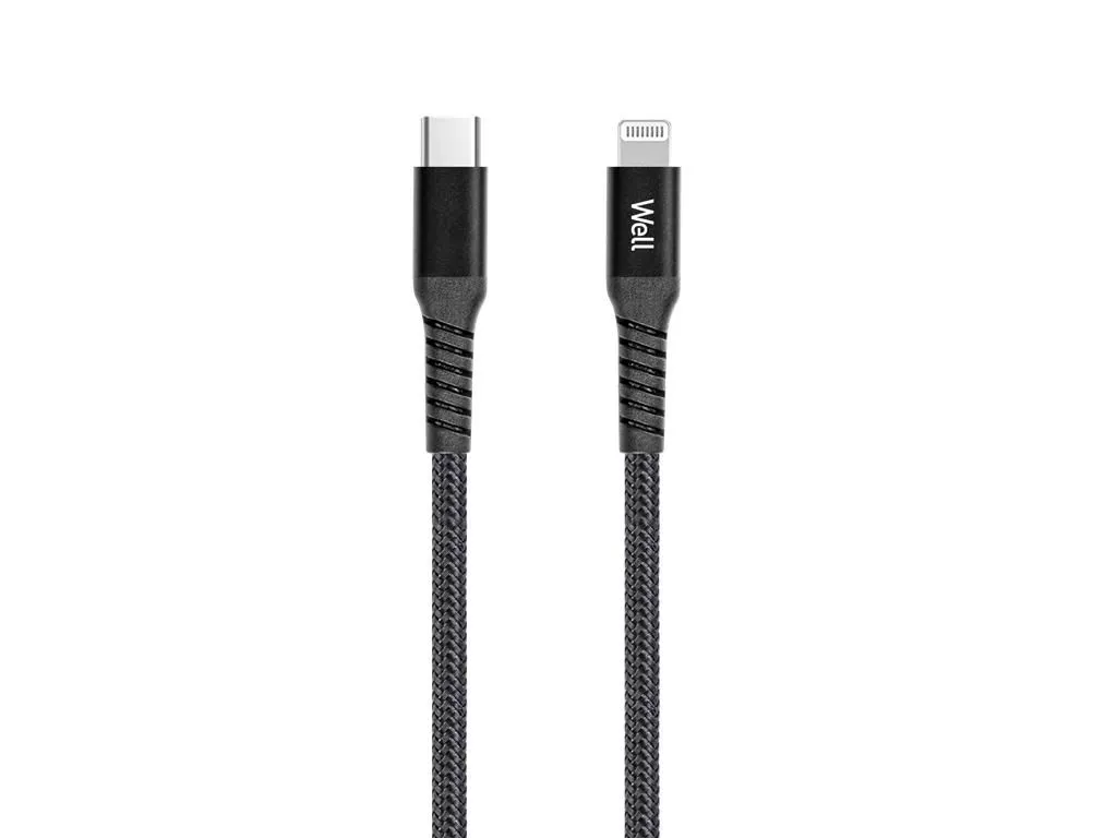 Cablu USB-C la Lightning 1m, PD QuickCharge, Certificat MFI, Negru, Pentru iPhone și Încărcare Rapidă [1]