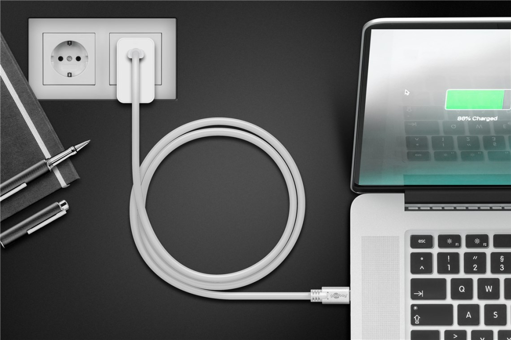 Cablu de incarcare si sincronizare USB type C 3.2 Gen1 tata-tata PD 60W 1m alb Goobay – IoElectronice.ro [3]