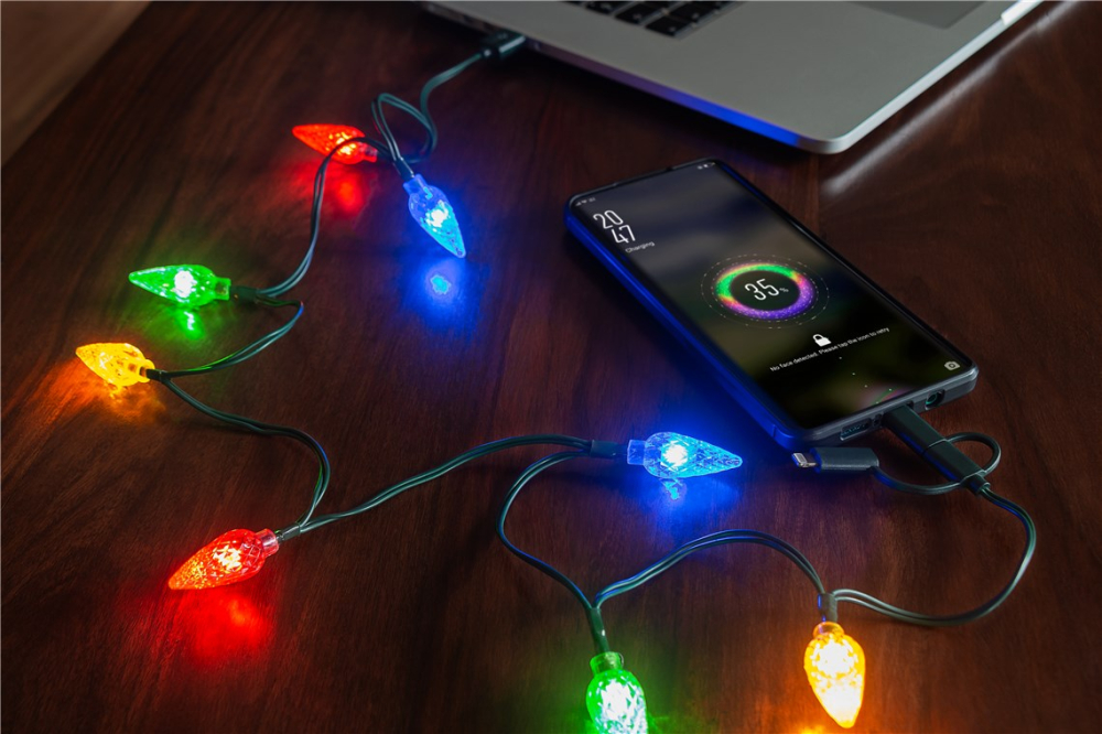 Cablu de încărcare USB pentru smartphone cu lumini LED RGB - Lightning Micro-USB USB Type C 90cm Goobay 60339 – IoElectronice.ro [6]