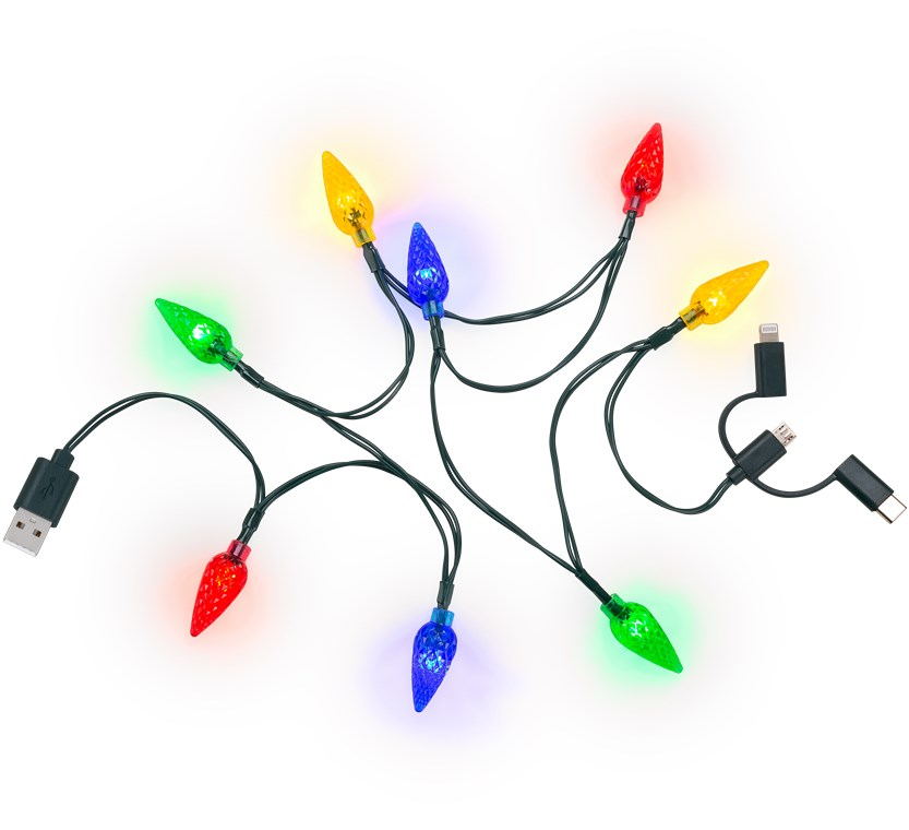 Cablu de încărcare USB pentru smartphone cu lumini LED RGB - Lightning Micro-USB USB Type C 90cm Goobay 60339 – IoElectronice.ro [2]