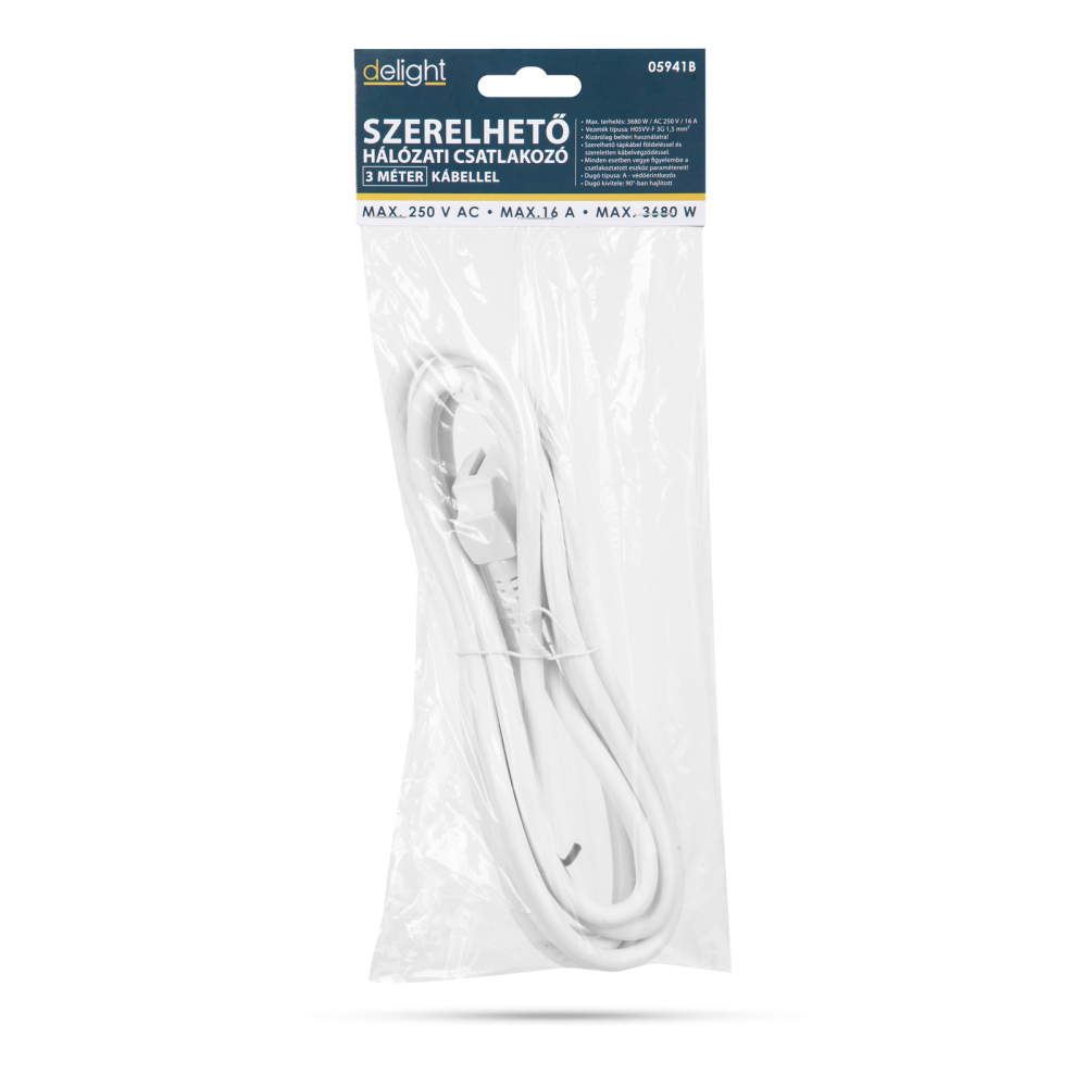 Cablu de rețea montabil 3m 3x1.5mm2 alb cu stecher/fire libere Delight – IoElectronice.ro [2]