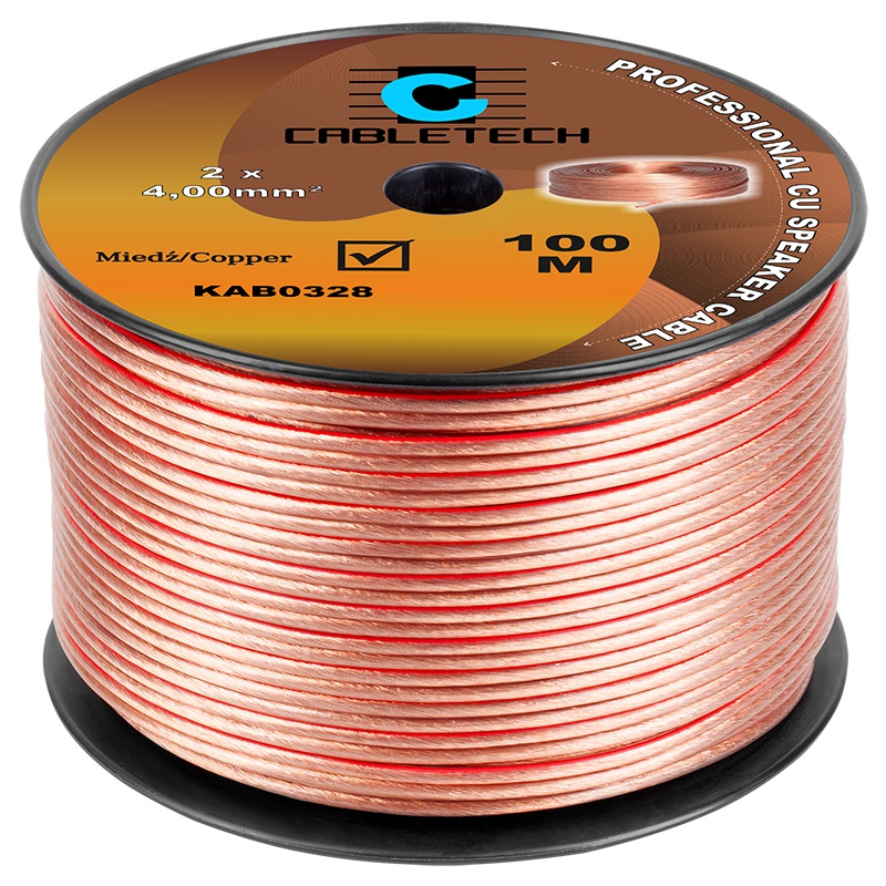 Cablu difuzor 4mm² cupru transparent Cabletech, 100m, conductor de înaltă calitate pentru audio profesionale [1]