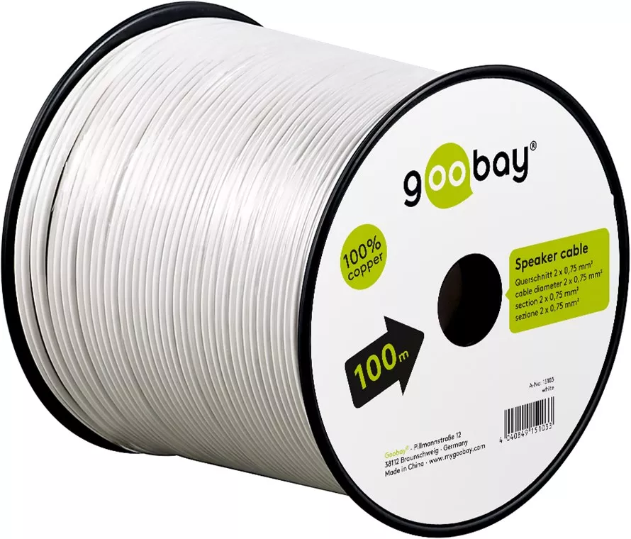 Cablul difuzor alb 2x0.75mm OFC cupru fără oxigen Goobay 15103 – Calitate audio HiFi, durabil și ușor de conectat [4]