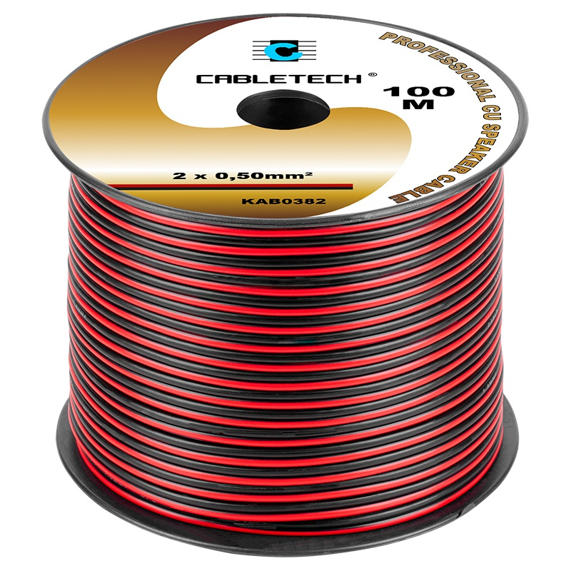 Cablu difuzor cupru 2x0.5mm 100m roșu/negru Cabletech KAB0382 [2]
