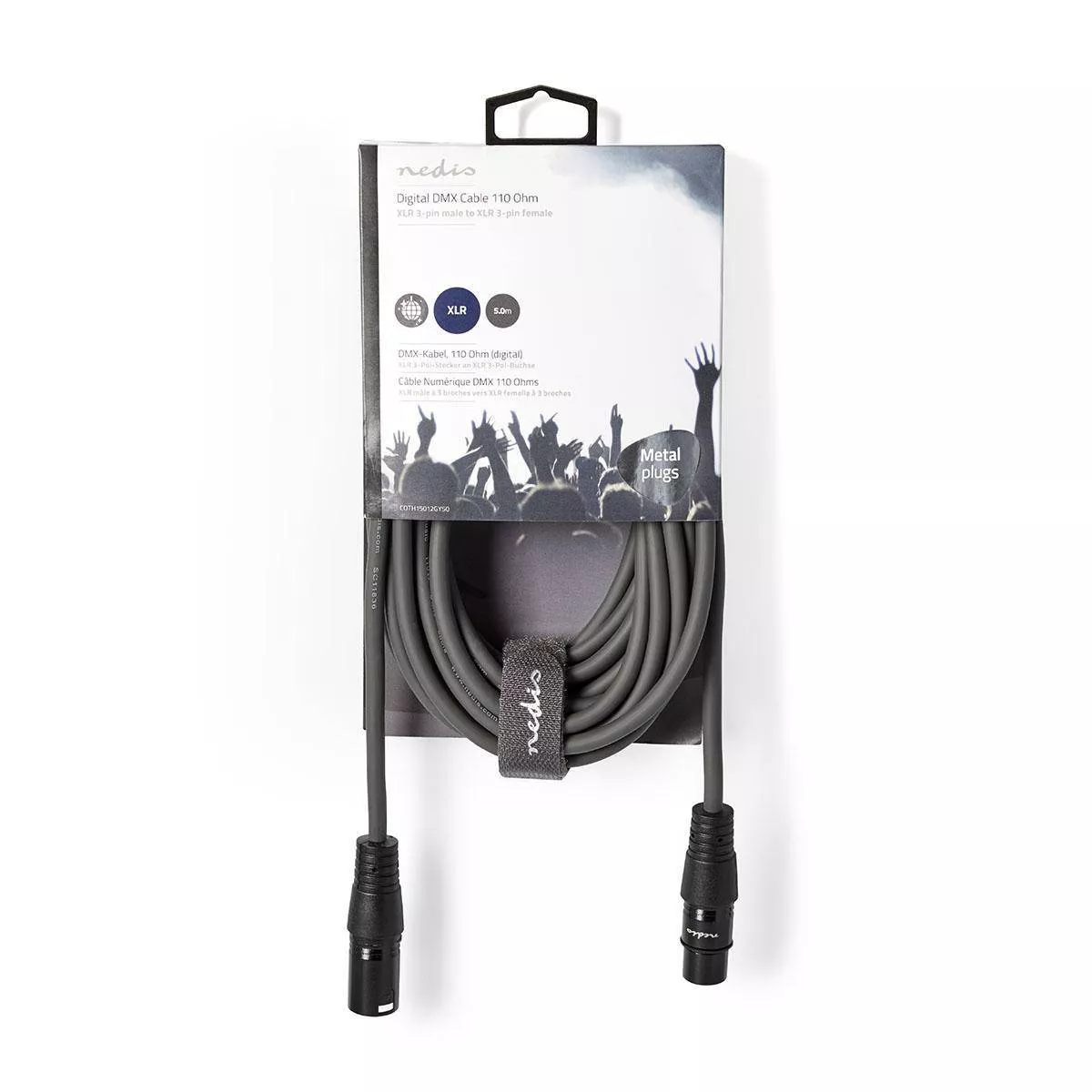 Cablu digital XLR 3 pini tata - XLR 3 pini mama 5m gri Nedis, cablu DMX 110Ω, flexibil, durabil, pentru sunet profesional [3]