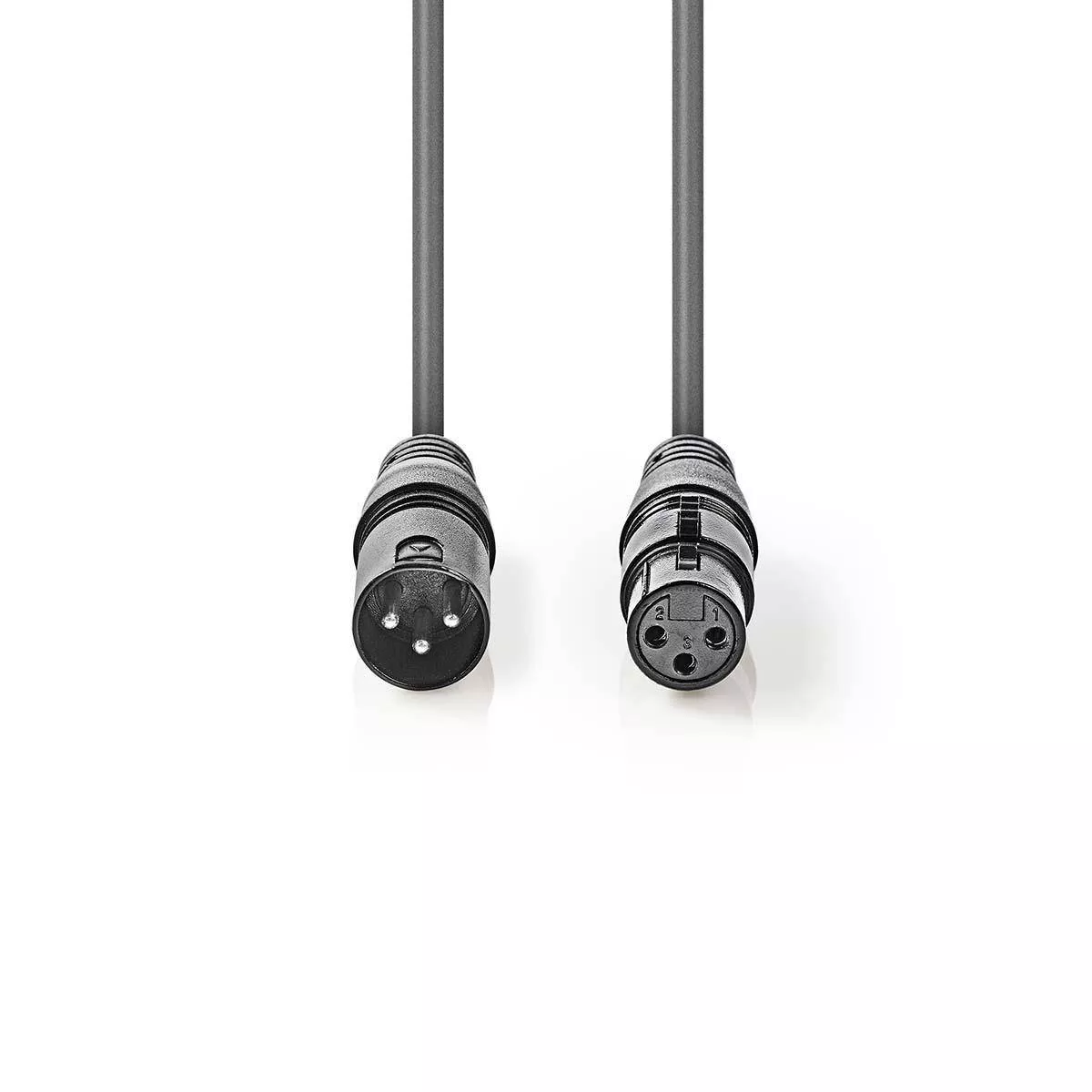 Cablu digital XLR 3 pini tata - XLR 3 pini mama 5m gri Nedis, cablu DMX 110Ω, flexibil, durabil, pentru sunet profesional [2]
