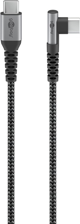 Cablu elegant extra-robust textil 0.5m 60W USB2.0 type C 90 grade - USB type C mufe metalice Goobay 64658 – IoElectronice.ro [3]