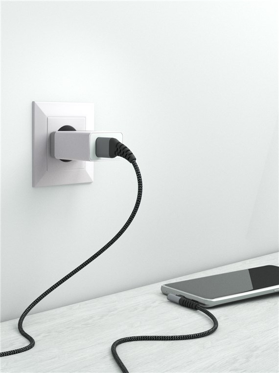 Cablu elegant extra-robust textil USB2.0 type C 90 grade - USB-A 0.5m 60W mufe metalice Goobay 64655 – IoElectronice.ro [6]