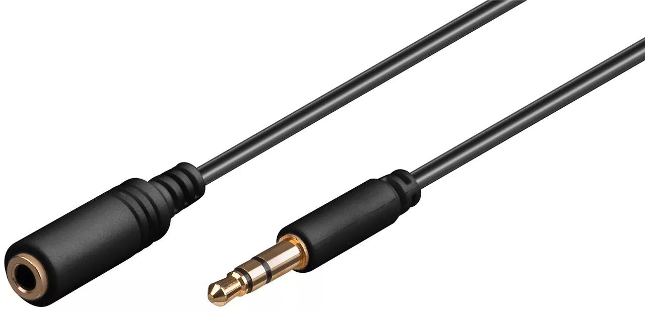 Cablu extensie audio AUX JACK 3.5mm 2m SLIM mama-tata, compatibil stereo, cablu flexibil și ultra-subțire Goobay [1]