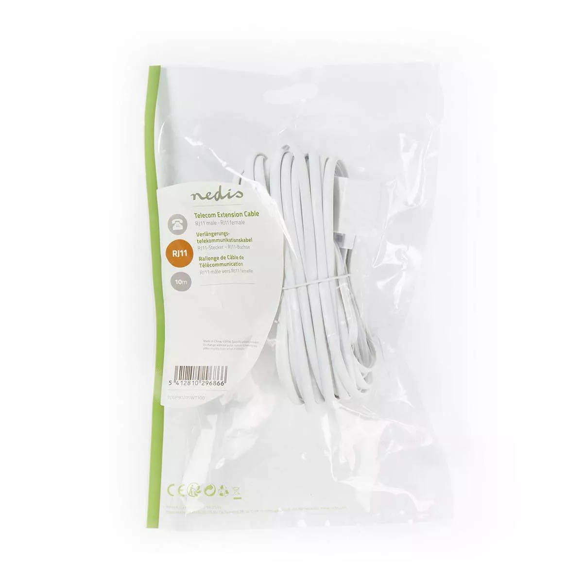 Cablu extensie telefonie RJ11 tata - RJ11 mama 10m alb Nedis – IoElectronice.ro [3]