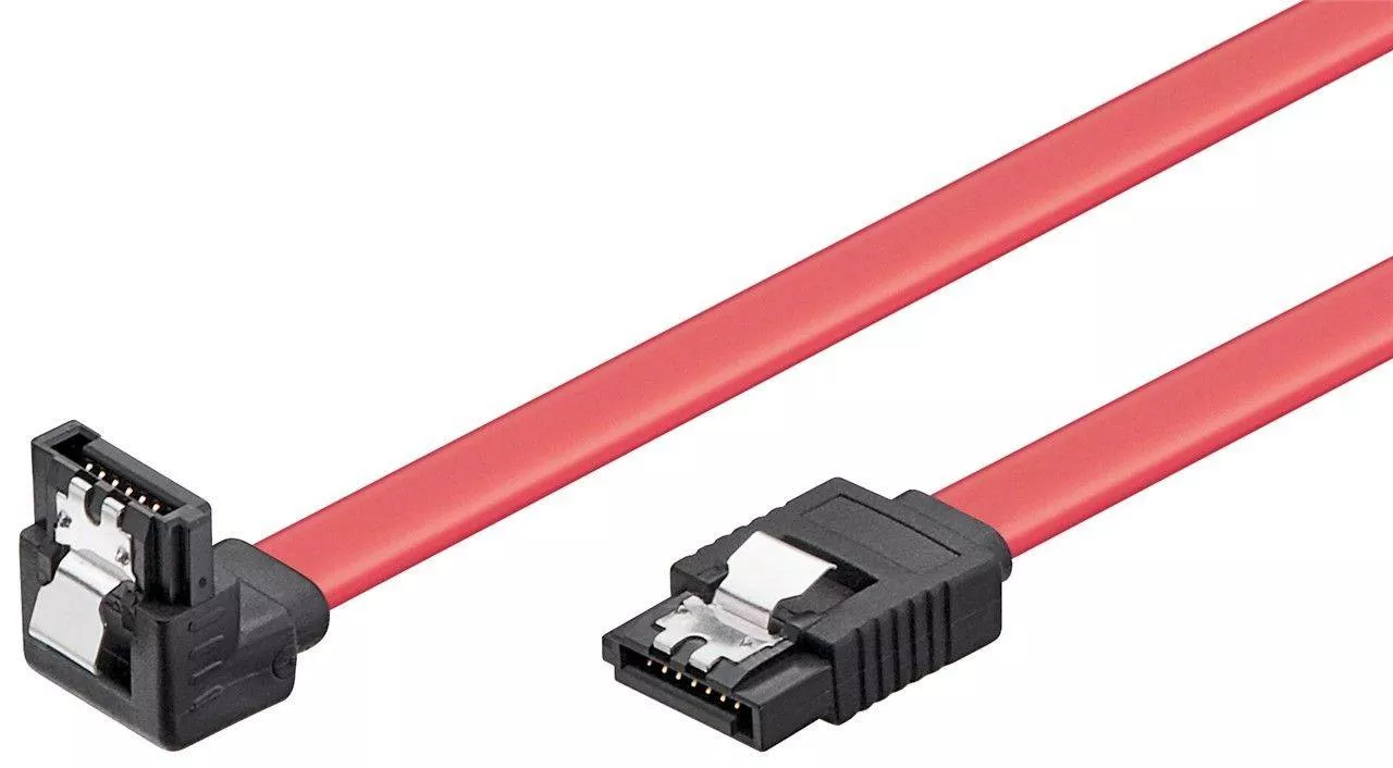 Cablu SATA HDD L 90° 3GB/s cu clip, 50cm, pentru conexiuni stabile și sigure între hard disk-uri și placa de bază [1]