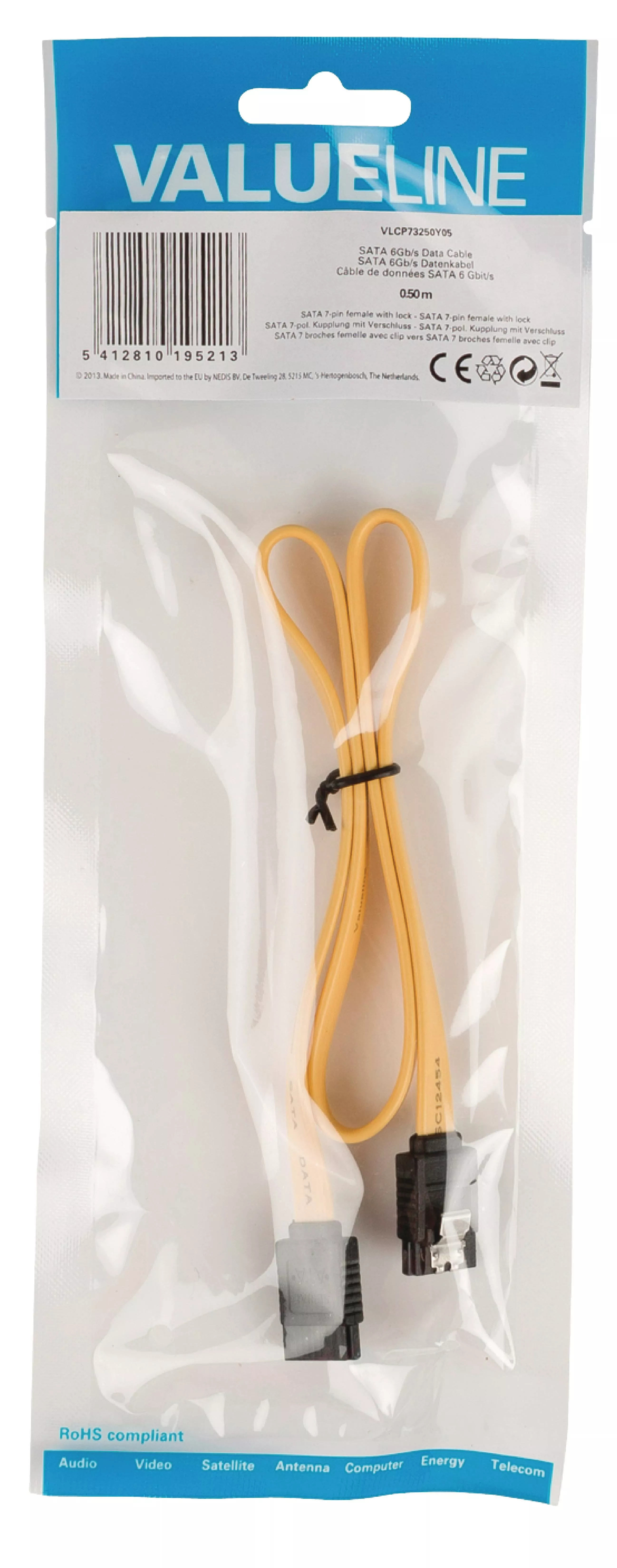 Cablu intern SATA 7 Pini mama - SATA 7-Pini mama 0.5m Valueline – IoElectronice.ro [2]