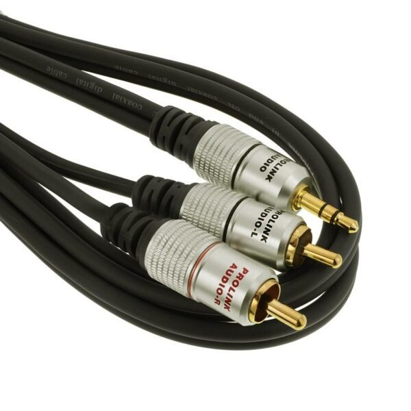 Cablu Jack 3.5 mm la RCA x2, 15m, Negru, PROLINK – Conexiune Stereo de Înaltă Calitate [2]