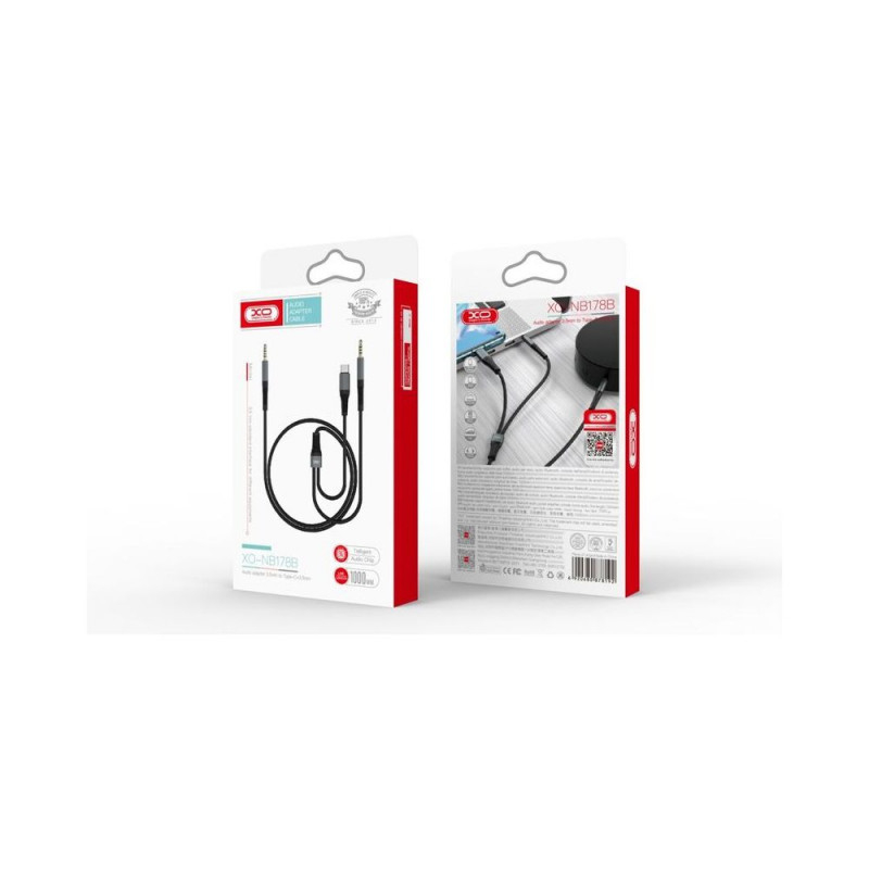 Cablu Jack 3.5 mm - USB type C + Jack 3.5 mm 1m negru XO-NB178B – IoElectronice.ro [2]