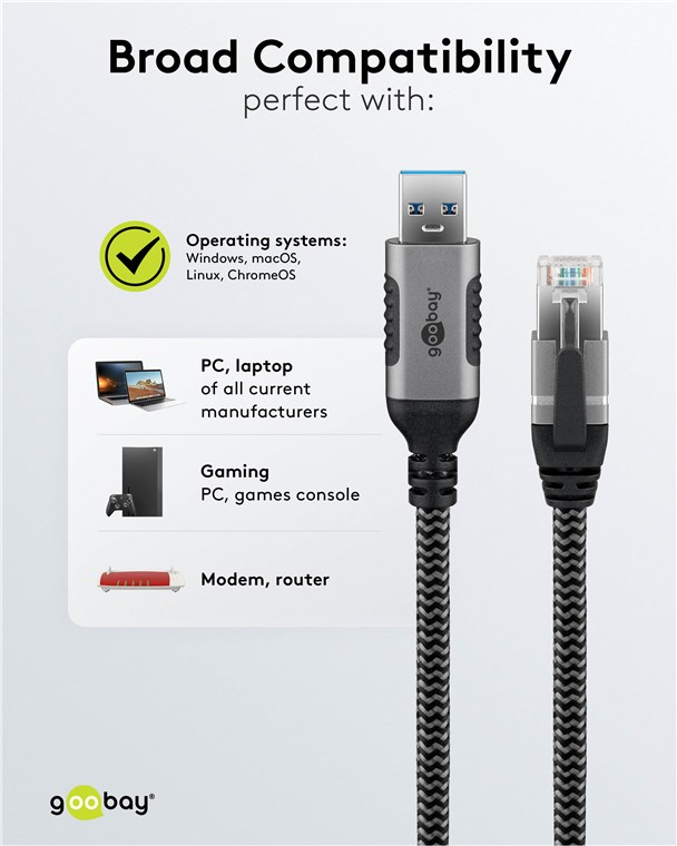 Cablu LAN Ethernet USB-A 3.0 la RJ45 1.5m CAT6 Gbit/s negru Goobay 70497 [8]