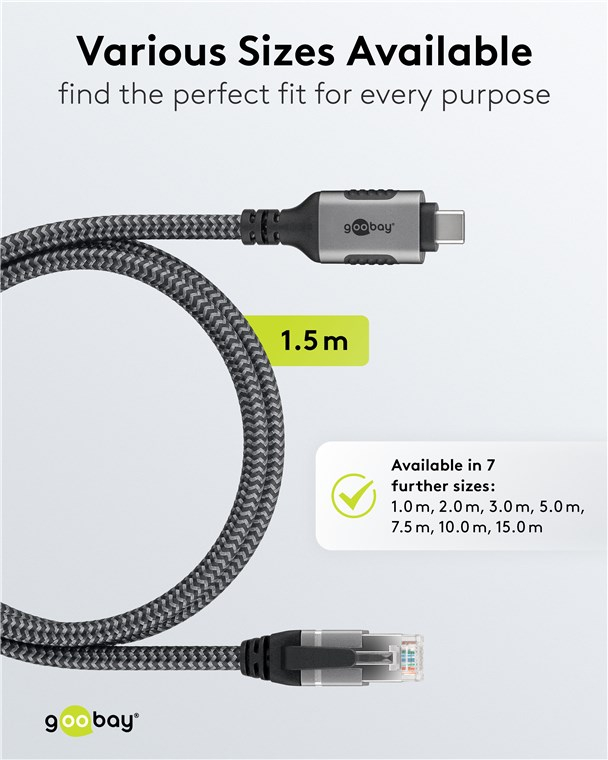 Cablu LAN Ethernet USB-C 3.1 la RJ45 1.5m Cat6 compatibil și pentru Apple Thunderbolt 3 negru Goobay 70697 [3]