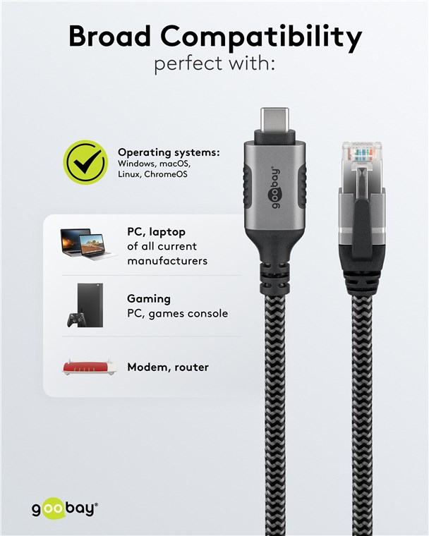 Cablu LAN Ethernet USB-C 3.1 la RJ45 1.5m Cat6 compatibil și pentru Apple Thunderbolt 3 negru Goobay 70697 [7]