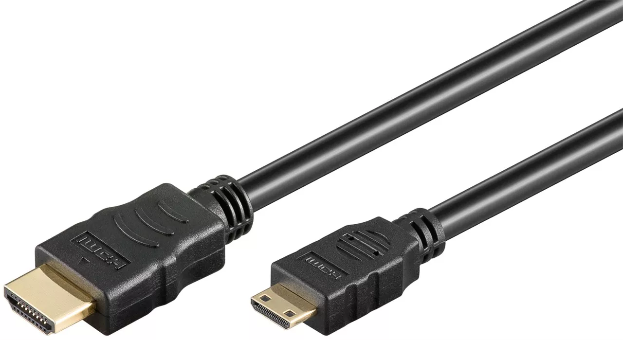 Cablu Mini HDMI v1.4 1.5m cu Ethernet, Full HD și 4K, compatibil PC, tabletă, plăci grafice, negru, Goobay [1]