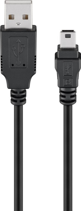 Cablu mini USB B tata - USB 2.0 tata 1m negru OEM, conexiune mini USB la USB A, rotund [2]