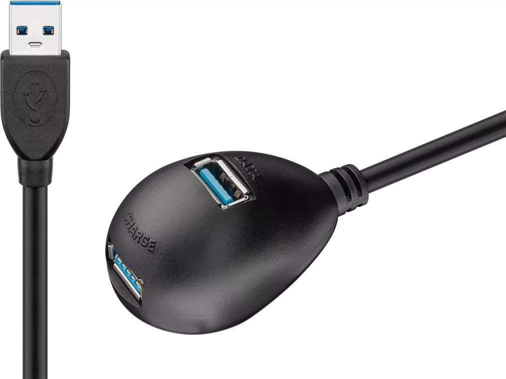 Cablu prelungitor USB 3.0 Hi-Speed 2x USB A Mama, 1.5m, Negru, Goobay – Transmisie rapidă de 5 Gbit/s [1]