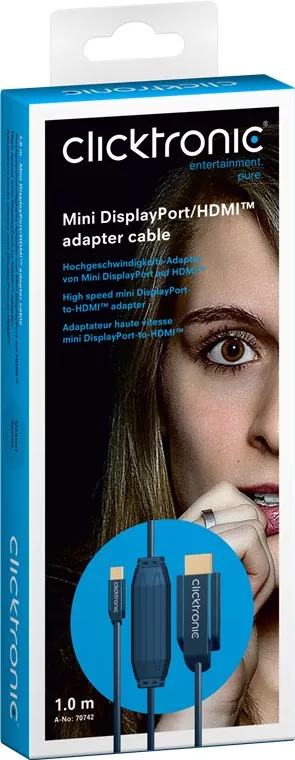 Cablu Profesional 1m mini DisplayPort - HDMI 1920x1200p Apple MacBook/Pro/Air OFC cupru AWG32 Clicktronic – IoElectronice.ro [2]