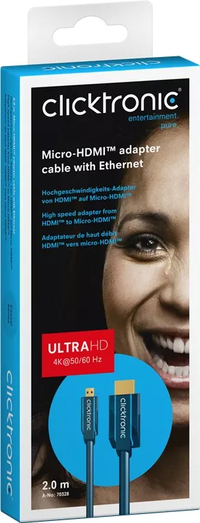 Cablul micro HDMI 2m Ultra HD 4K 60Hz cu Ethernet, aurit, pentru conectivitate premium și experiență vizuală excelentă [2]
