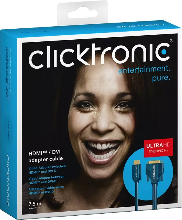 Cablu Profesional 7.5m HDMI - DVI 24+1 Ultra HD 4K 60Hz cupru AWG28 aurit Clicktronic – IoElectronice.ro [2]