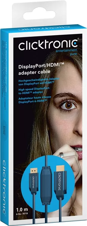 Cablu Profesional DisplayPort - HDMI 1m Full-HD 1920x1200p AWG30 Clicktronic – IoElectronice.ro [2]