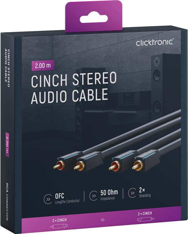 Cablu Profesional 2x RCA - 2x RCA 2m OFC cupru dublu ecaranat aurit Clicktronic 70379 [7]