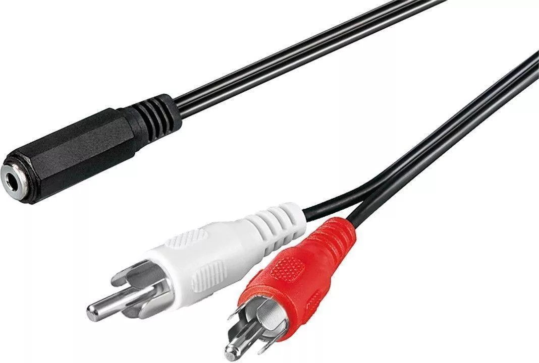 Cablu RCA mufa tata x2 și Jack 3.5 mm 3 pini, 1.4m, stereo, negru, Goobay 50442 [1]