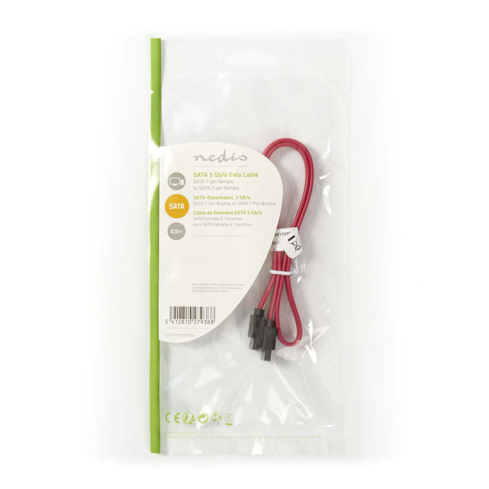 Cablu SATA 3Gb/s date 7-pin mama-mama 0.5 m roșu Nedis – IoElectronice.ro [3]